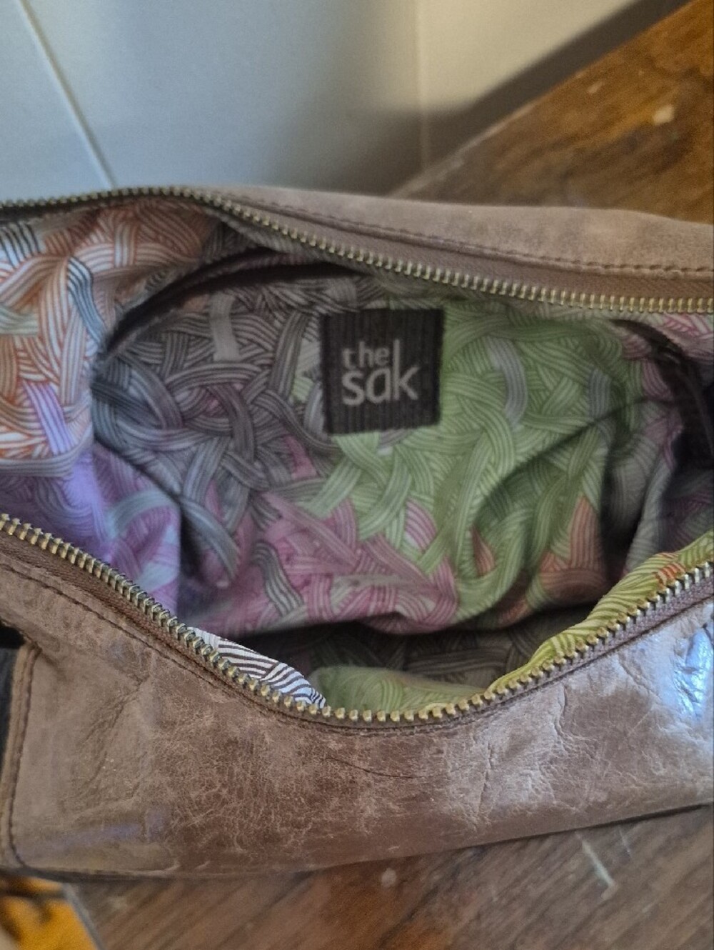 The Sak Two-Tone Brown and Black Leather Messenger Bag - Picture 5 of 7